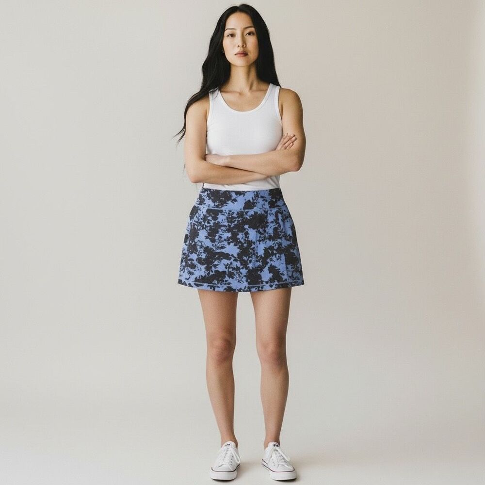 J Jill Womens Skort Fit A-Line Knit Floral Blue Size Petite Small